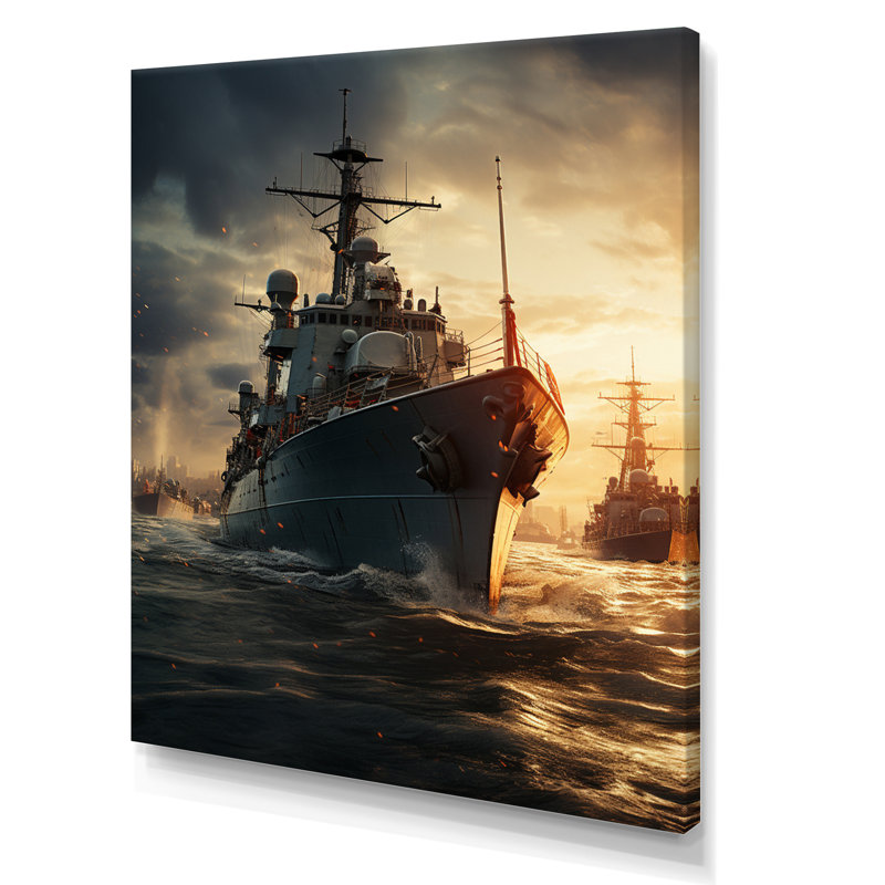 Marine militaire sur toile, H 40 po x l 30 po x P 1,5 po, Toile tendue