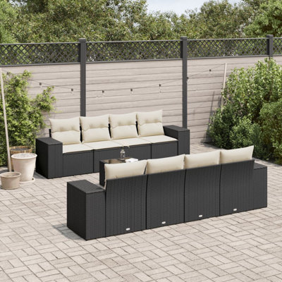 Ensemble de canapé de jardin Vidaxl noir, blanc crème