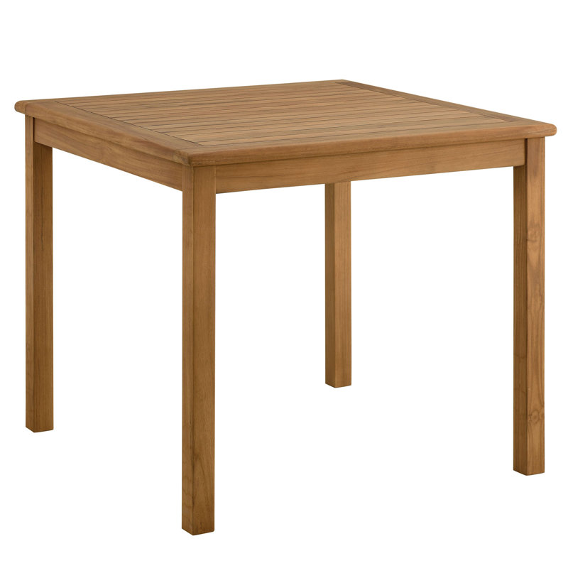 Vienna 34" Square Outdoor Patio Teak Wood Dining Table In Natural