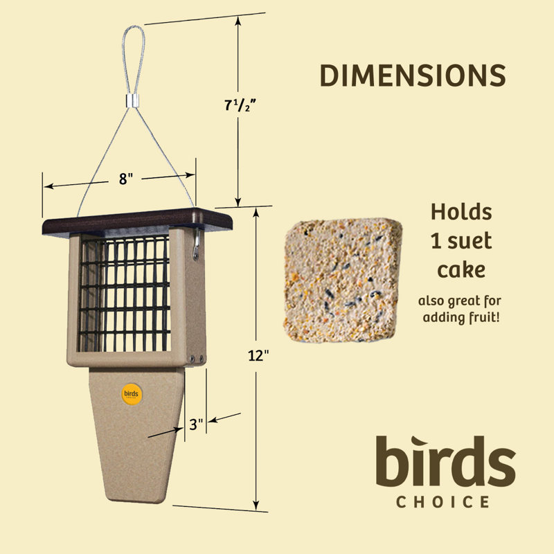 Taupe and Brown Recycled Plastic Hanging Suet Bird Feeder