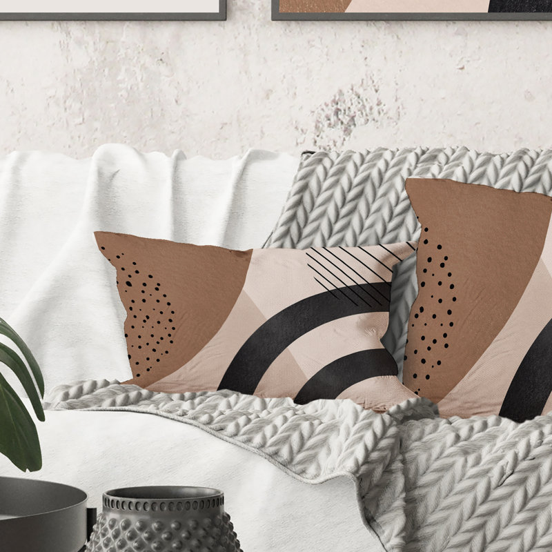 Rectangle, formes abstraites en terre cuite et formes ivoires III - Coussin décoratif à imprimé moderne