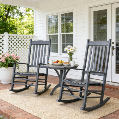 Classic Solid Wood Patio Rocking Chair (Set Of 2)