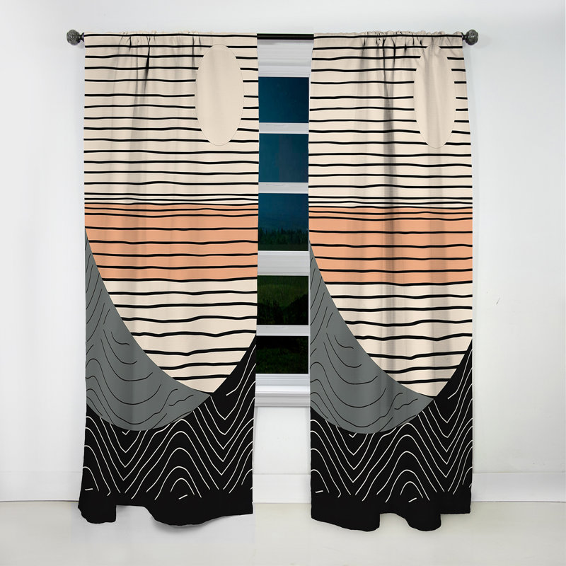 Simple Horizon III - Rideau formes abstraites - Rideau occultant - 1 panneaux, L 52 po x L 120 po