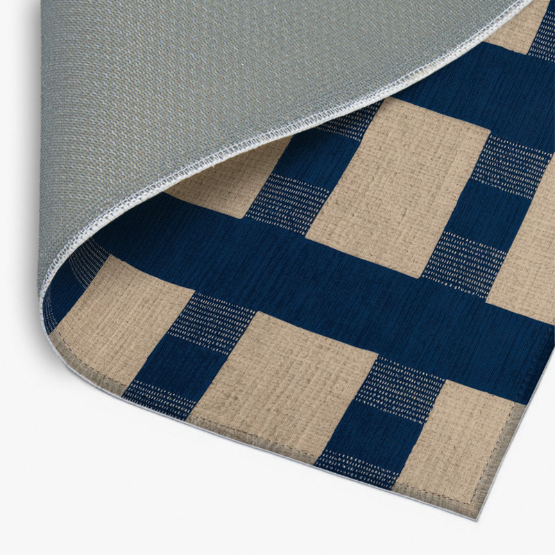 Tapis d'intérieur et d'extérieur à carreaux bleu, Rectangulaire 2 pi x 3 pi