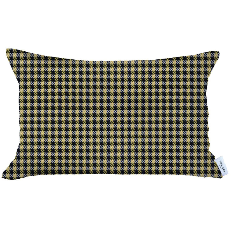 Insert de coussin réversible, Pied-de-poule jaune