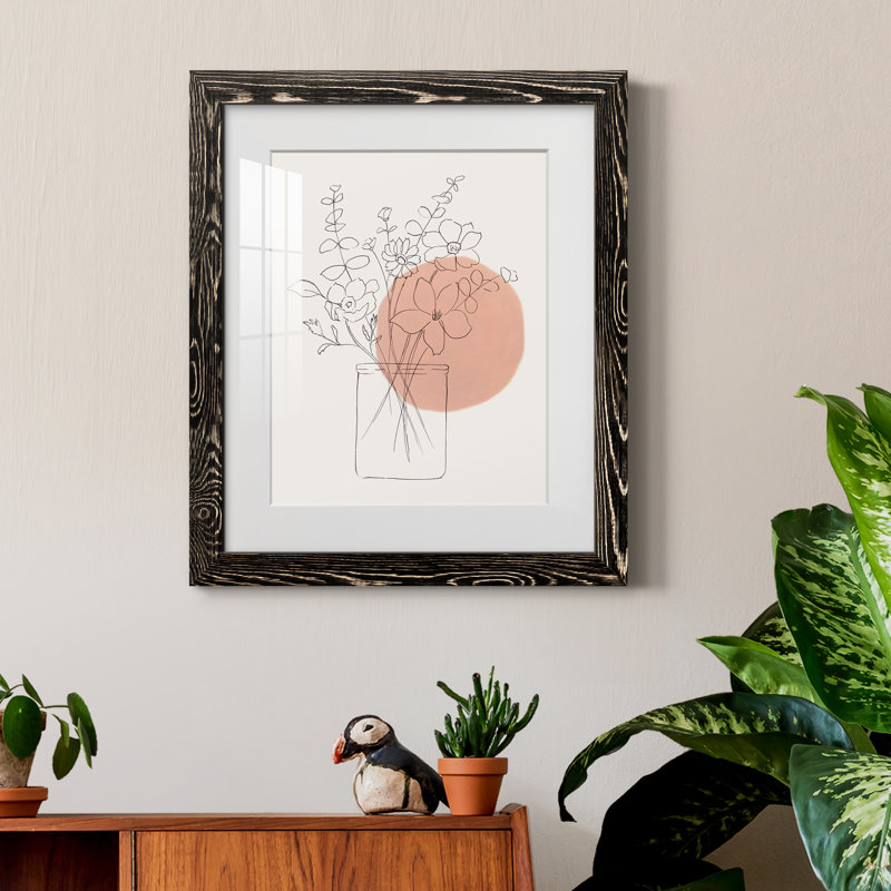 Contemporary Wildflower Bouquet - Peinture encadrée, H 24 po x l 18 po x P 1,5 po, Papier encadré noir