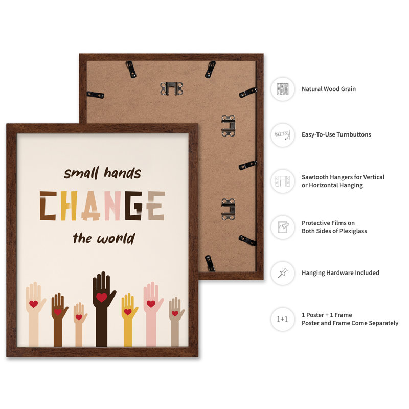 Les petites mains changent le monde, Poster, 16"H x 20"W, Brown Framed