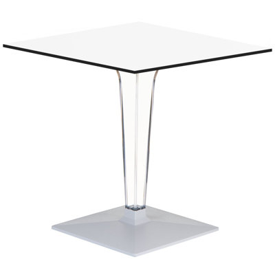 Ice HPL Top Square Table with Transparent Base 24 inch