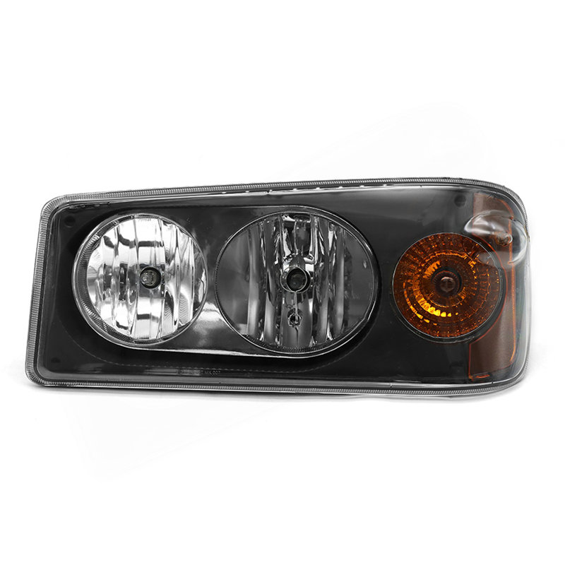 Assemblage de phares noirs compatible avec les ampoules Mack Granite GU713 incluses côté conducteur
