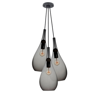 Lustre globe en forme de goutte de lumière avec détails en verre soufflé à la main