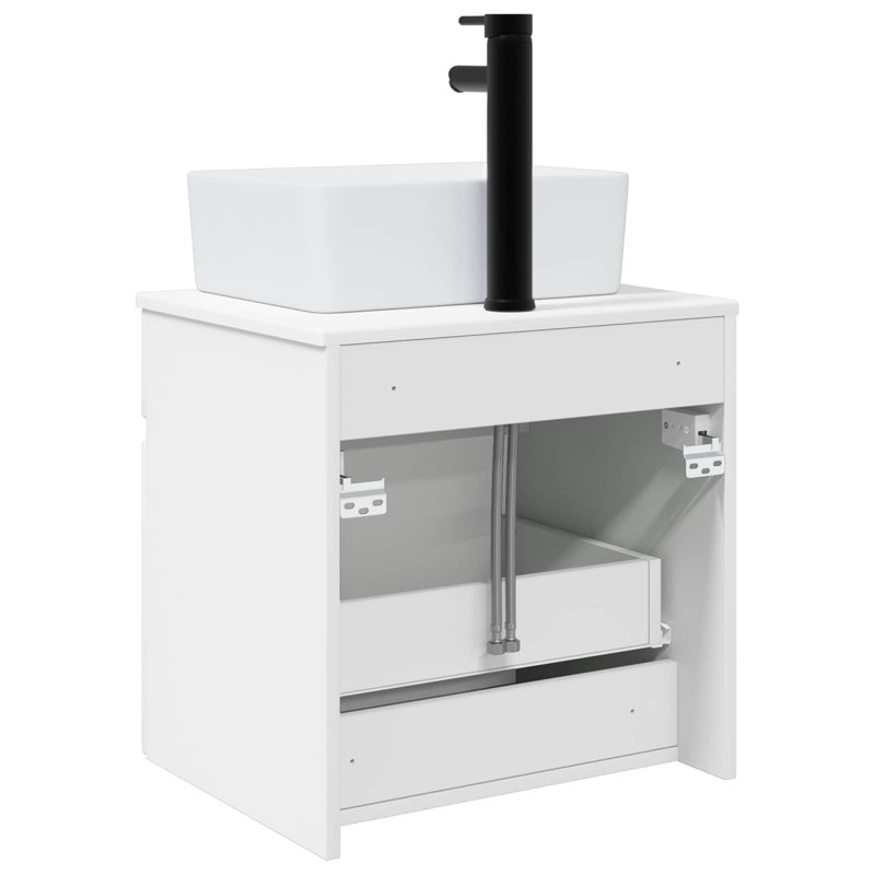 Single Bathroom Vanity with Ceramic Basin, White