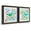Oiseau Chanteur I - ensemble de 2 peintures sur toile encadrées-740585385-740585381
