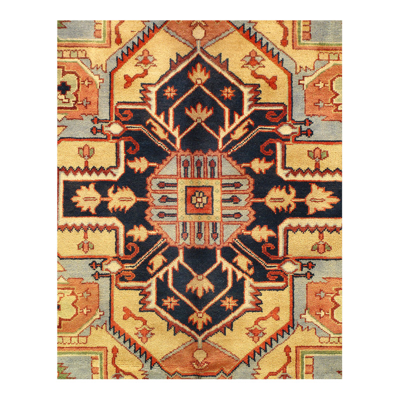 Wool Southwestern Area Rug in Ivory/Rust