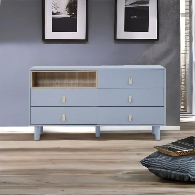 Avec armoire de rangement à 5 tiroirs, Bleu