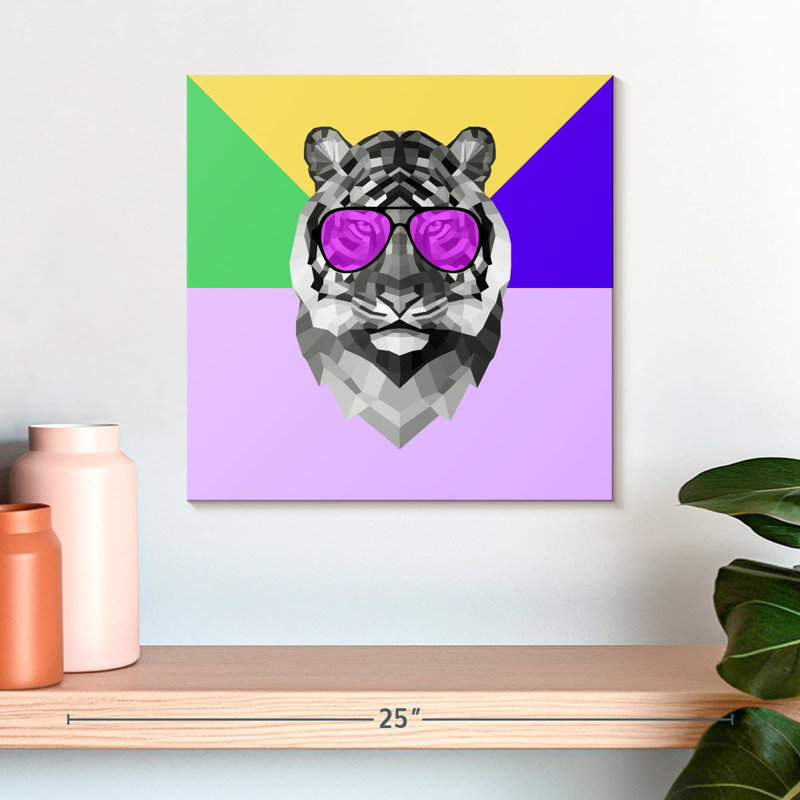 Brampt Party Tiger In Glasses, 16" H x 16" W