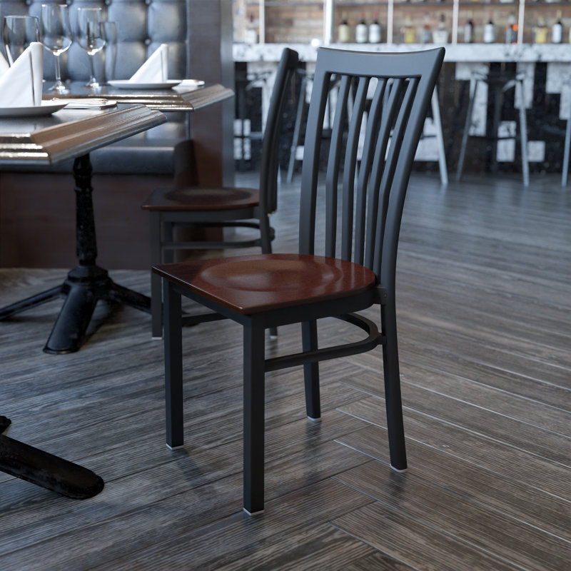 Oliverson School House Back Metal Restaurant Chair, Walnut
