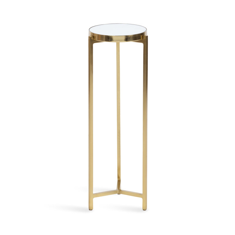 Eveland Round Metal Drink Table, Gold, Silver