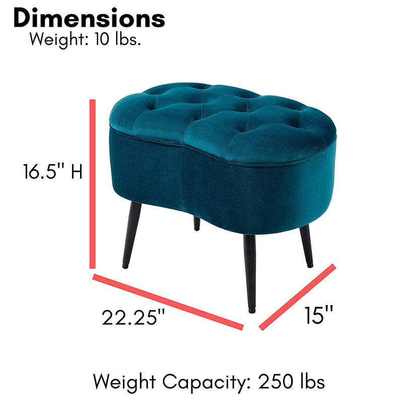 Repose-pieds standard en velours 14,96 po, Bleu velours