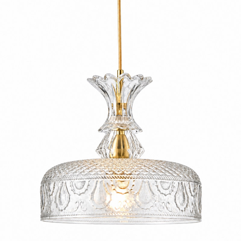 Luminaire suspendu en forme de dôme en verre transparent à 1 lumière