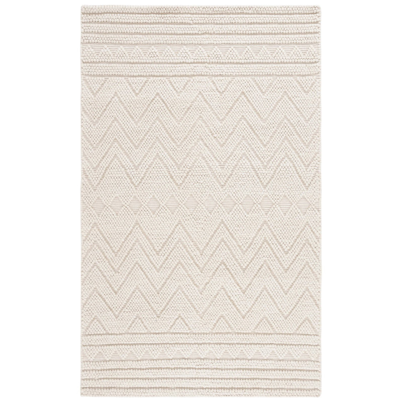 Natura Hand Woven Wool Pet Cotton Chevron Rug in Light Beige, Rectangle 5' x 8'
