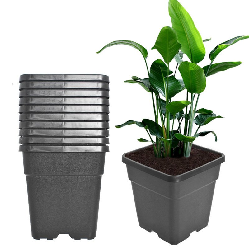 10pcs 2-Gallon Square Plastic Flower Pots Suitable For Indoor And Outdoor Flower Planting, Reusable, Essential Tool For Gardening Enthusiasts