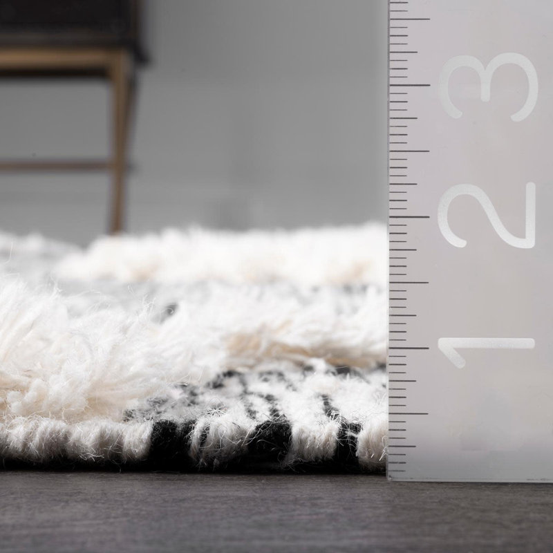 Adi Moroccan Lattice Hand-Knotted Wool Fringed Gray Area Rug, Runner 2'2" x 8'