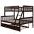 Twin Over Full Rubber Wood Bunk Bed With Trundle, Convertible Ladder And Guardrail, Detachable-585777730-603021755