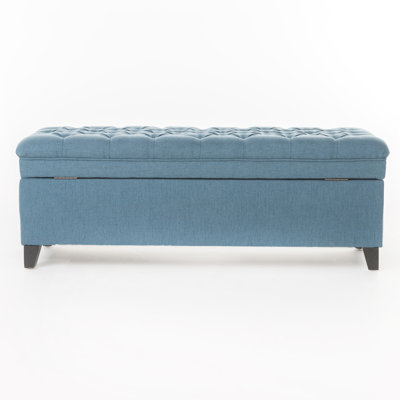 Stylish Blue Fabric With Storage And Birch Legs - 51.44D X 20.52W 18.30H Material Build Living Room Essential