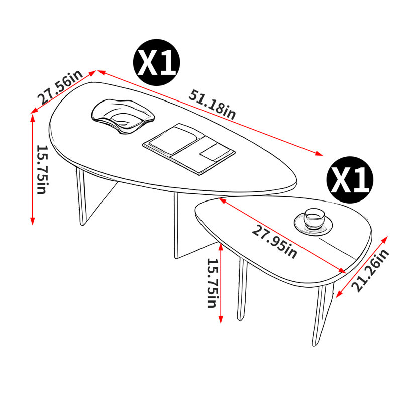 European style solid wood coffee table