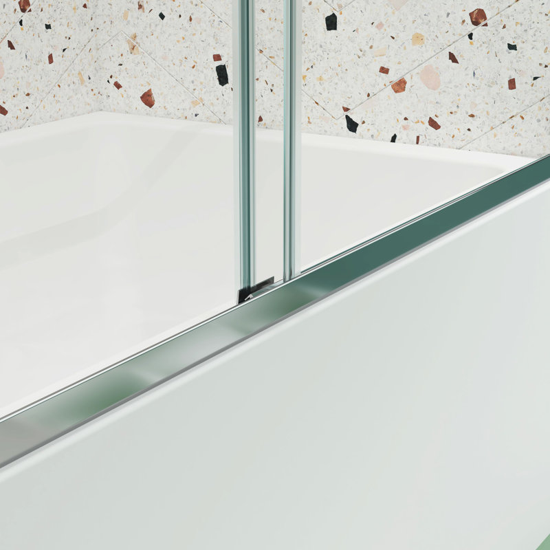 Porte de douche coulissante à dérivation - Verre trempé de 1/4 po, finition chromée, 44-48 po x 70 po, porte à cadre de collision, poignée en acier inoxydable, salle de bain, facile à nettoyer, fuite