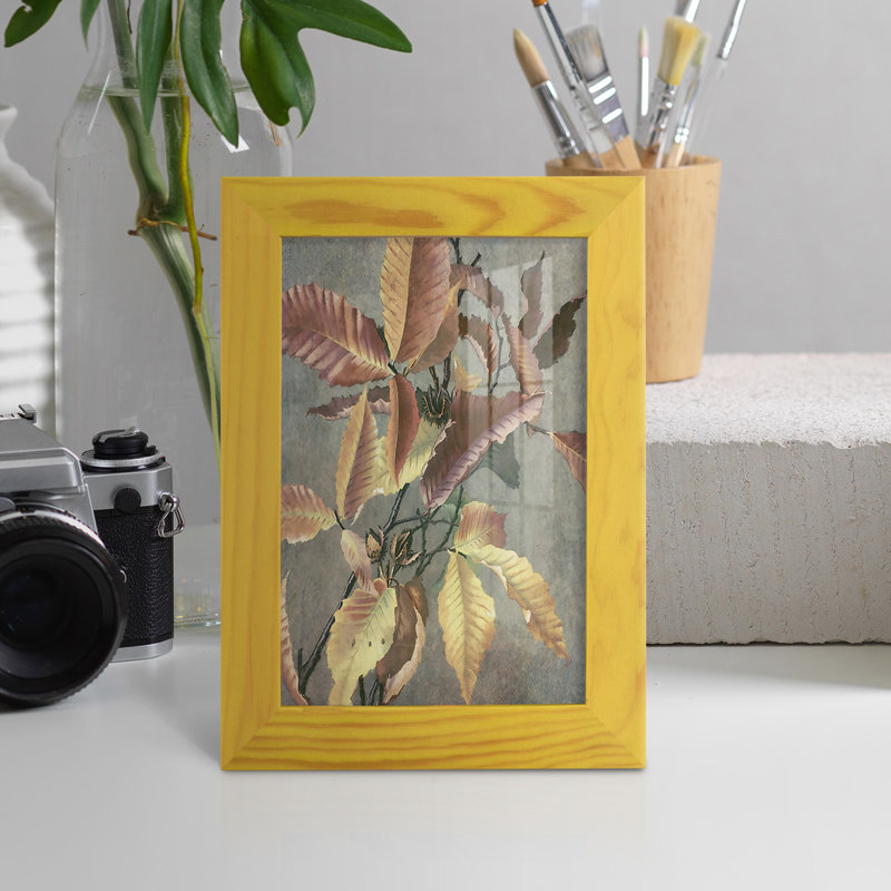 Ancien automne I encadré sur papier, Cadre jaune, L 4 po x H 6 po x P 1 po