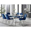 Enna White Glass Extending Dining Table And 4 Navy Pesaro Black Leg Chairs-417884682-417884689