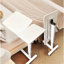 Table roulante mobile blanche, support pour ordinateur portable réglable en hauteur, table de chevet pour lire sur le lit, support à coins arrondis avec roulettes, plateau-lit et utilisation, coins sécuritaires, côtés de transition faciles