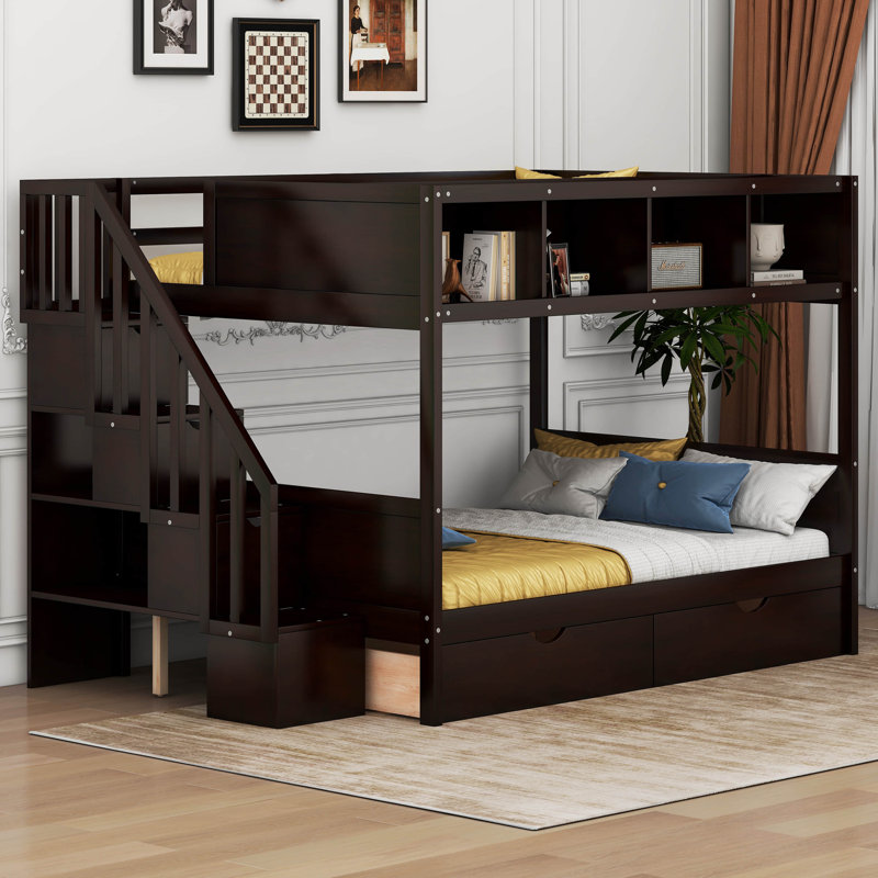 Lit superposé simple au dessus d'un lit double Imbi Kids, Espresso