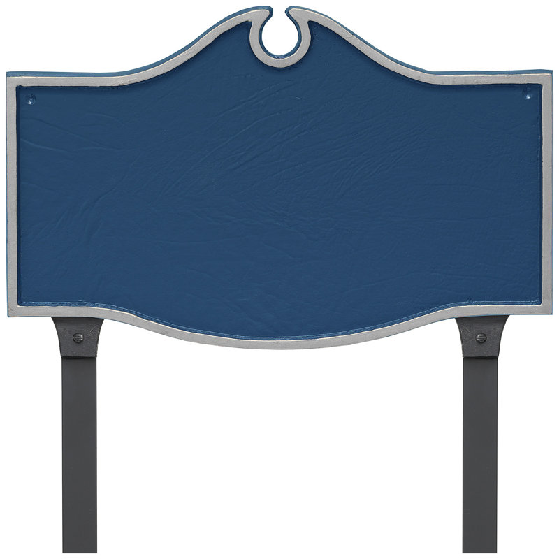 Plaque d’adresse murale sur 1 ligne colonial, Bleu de mer / Argent, Oui