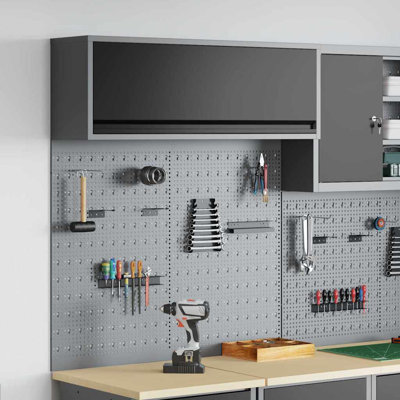 Tool Cabinet Set With Shelf 3 Pcs Powder-Coated Steel