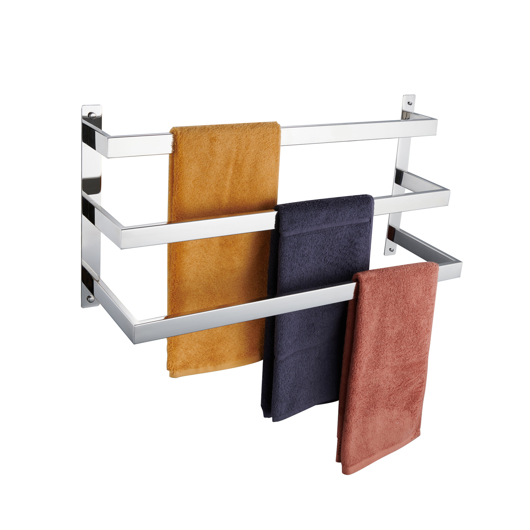 Polished Chrome Wall Mounted Towel Rack With 3 16 Inch Sliding Rails