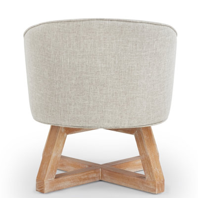 Swivel chair with cross-shaped wooden base,Lounge chair with solid wood legs, 360°freely Swivel chair , Classic linen Fabric