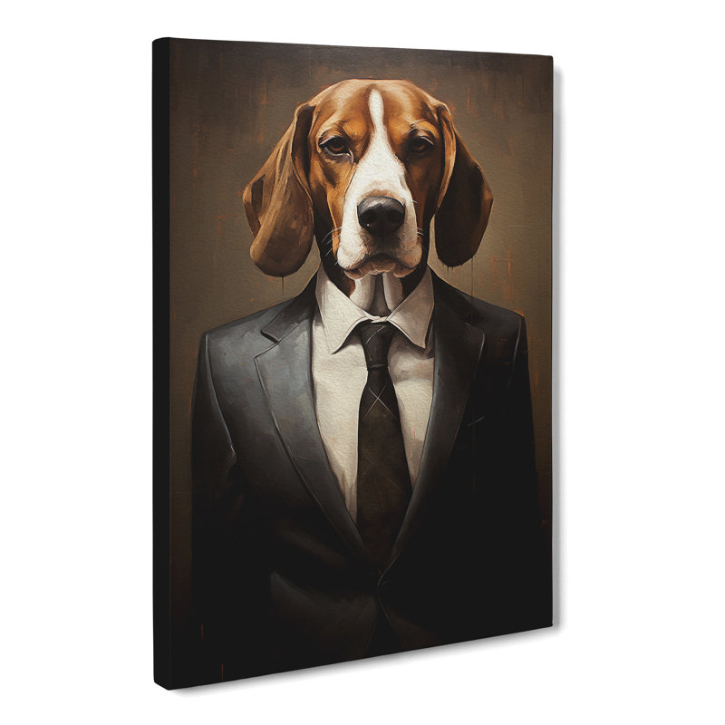 Beagle In A Suit Painting - Print, 50cm H x 35cm W x 3cm D