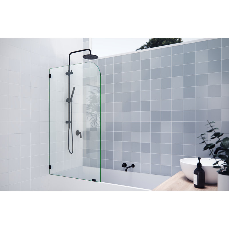 Solaris 30 in. x 58.25 in. Frameless Clear Fixed Radius Single Fixed Bath Panel, Oil Rubbed Bronze