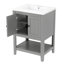 Lavabo de salle de bain moderne élégant en céramique 24 po avec tablette ouverte en bois massif-1182155898-1182155876