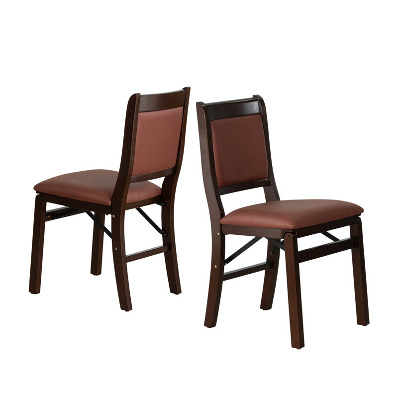 WCC-MAH-26– Waco Kitchen Chairs with PU Leather Seat, 3-X Back, Set of 2, Mahogany Wood Finish, Brown