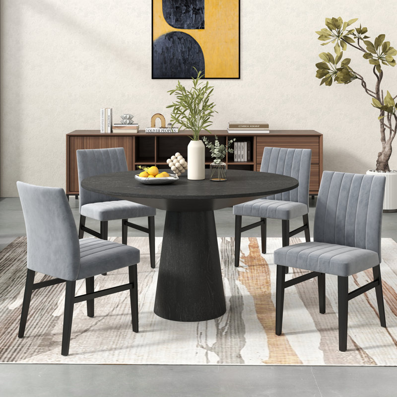 Samien Butler 5-Piece Round Dining Set, Gray