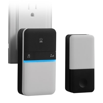 Heath Zenith White and Black Wireless Lighted Plug-In Doorbell Kit with Kinetic Doorbell Button