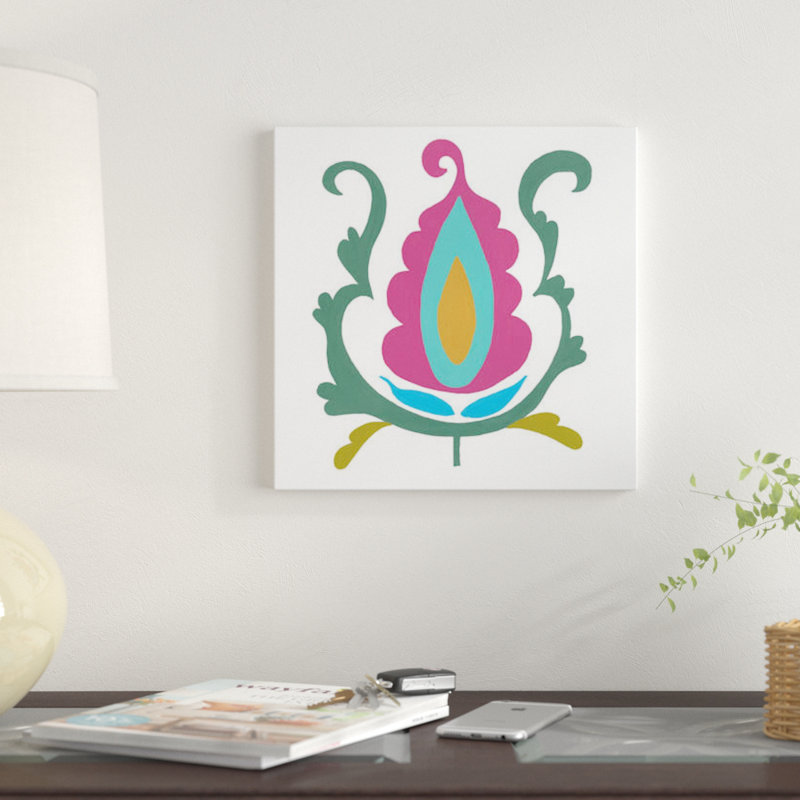 « suzani fleur i », reproduction sur toile, H 12 po x l 12 po x P 0,75 po, Toile tendue, Pas de tapis