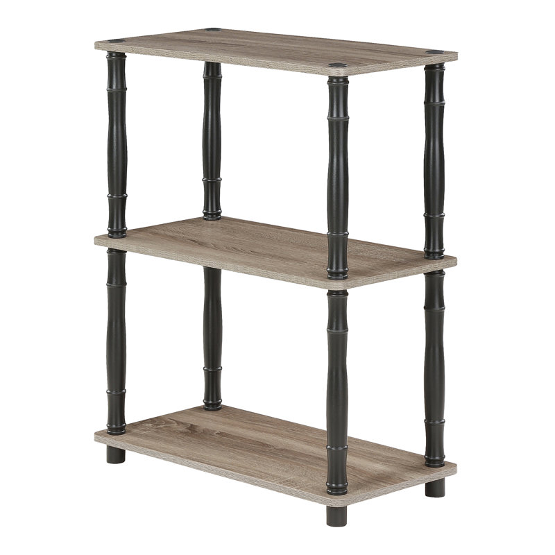 75.18cm H x 59.9cm W Etagere Bookcase, French Oak Gray/Black Classic Tubes, 1