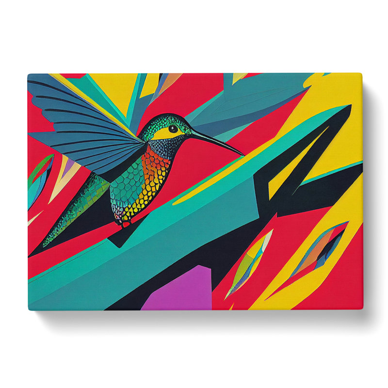 Unique Abstract Hummingbird - Wrapped Canvas, 40cm H x 60cm W x 3cm D