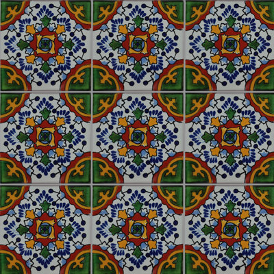 4,2 po x 4,2 po 9 pièces TalaMex Gerona carreau d'argile mexicain dosseret fait à la main Talavera mosaïque