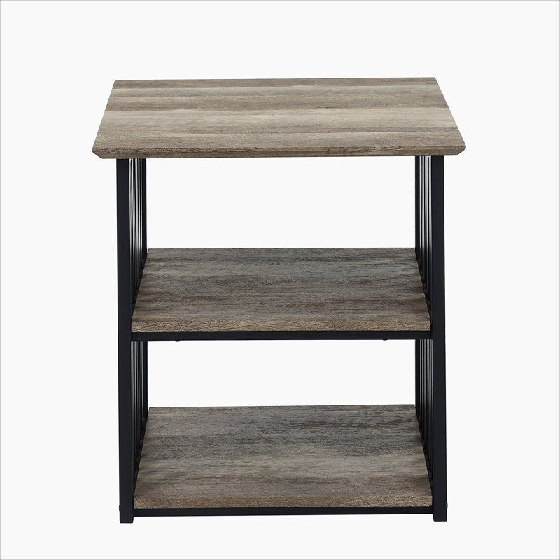 Jessa 2-Shelf Nightstand in Antique Oak and Black