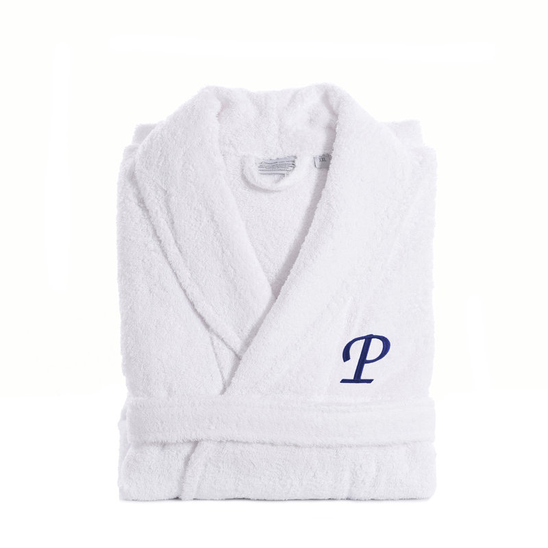 Peignoir personnalisé 100% coton éponge avec poches, Petit / moyen, P, Bleu marine